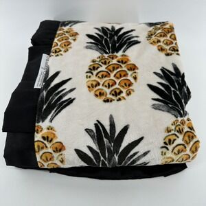 Minky Couture Infant Blanket 30x36 Perfectly Pineapple Black Satin Ruffle EUC